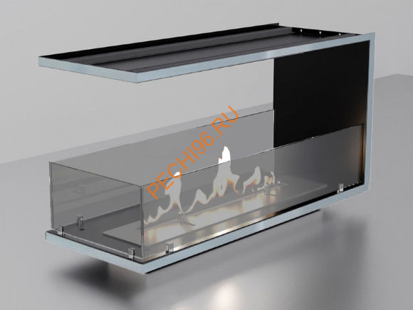 Торцевой биокамин 1200х500х300 мм, стекло тонированное, рамка нержавейка Торцевой биокамин 1200х500х300 мм, стекло тонированное, рамка нержавейка