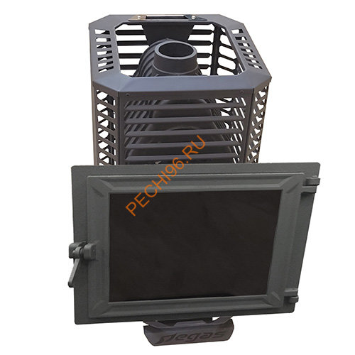 Чугунная банная печь Пегас 26 NEXT Панорама сетка премиум Чугунная банная печь Пегас 26 NEXT Панорама сетка премиум