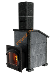 Печь банная Сибирь-премиум 25 (545х545), ТК 400 мм, ЗК, в облицовке Президент талькомагнезит+пироксенит