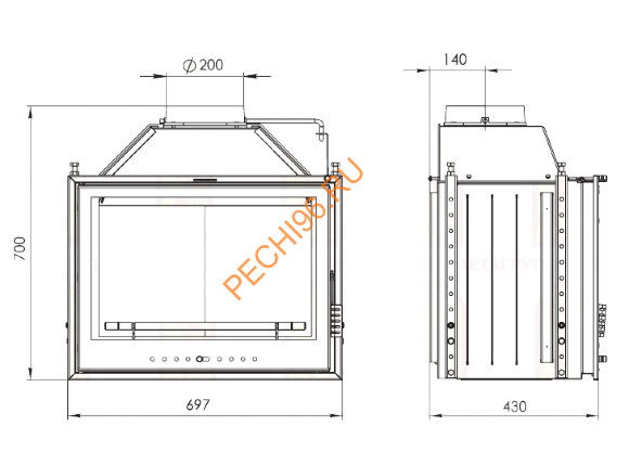 Каминная топка Мета Эльба 700Ш Каминная топка Мета Эльба 700Ш
