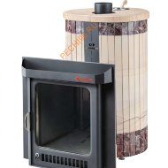 Печь банная Ферингер Малютка ПФ Окаменевшее дерево перенесённый рисунок+Россо Леванте