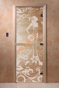 Дверь стеклянная DoorWood «Девушка в цветах прозрачная», 2000х900 мм