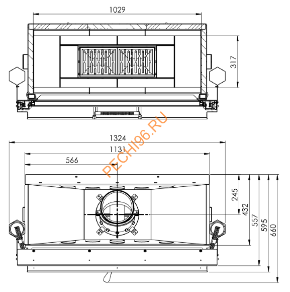 Каминная топка Hitze Ardente ARD105X43G-I Каминная топка Hitze Ardente ARD105X43G-I