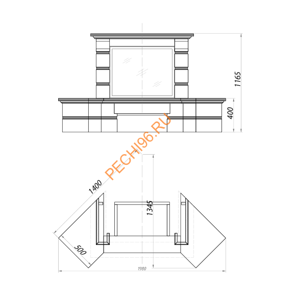 Облицовка для камина VENEZIA SR, Blanco/Negro, угловая