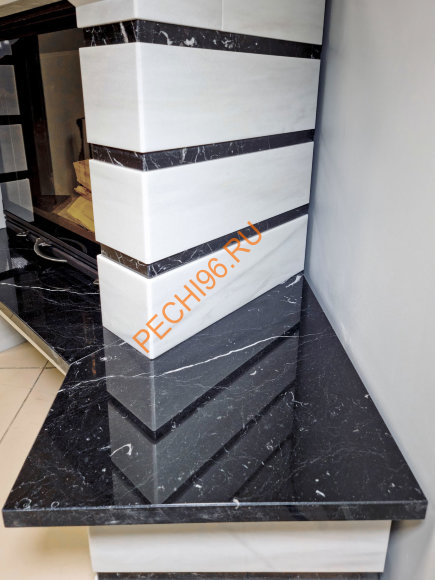 Облицовка для камина VENEZIA SR, Blanco/Negro, угловая