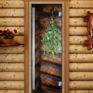 Дверь стеклянная DoorWood «Престиж», 800х2000мм, с фотопечатью «Крепкий пар»