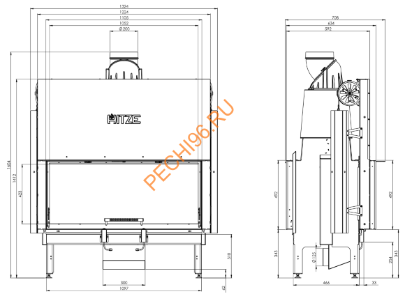 Каминная топка Hitze Ardente ARD105X43DGS Каминная топка Hitze Ardente ARD105X43DGS