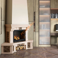 Облицовка для камина MARBELLA SR мрамор EMPERADOR с каменной балкой, угловая