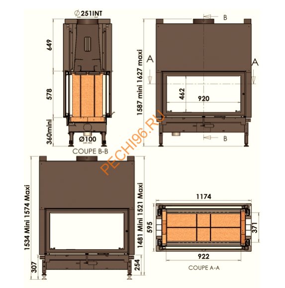 Каминная топка CHAZELLES DESIGN D1200 Каминная топка CHAZELLES DESIGN D1200