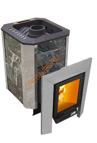 Чугунная банная печь Пегас 16 NEXT ДТ 4С в камне змеевик Чугунная банная печь Пегас 16 NEXT ДТ 4С в камне змеевик