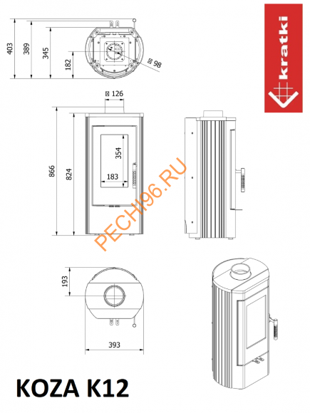 Печь-камин KRATKI Koza K12 Печь-камин KRATKI Koza K12