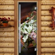 Дверь стеклянная DoorWood «Престиж», 700х1900мм, с фотопечатью «Березовый дух»