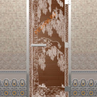 Дверь стеклянная DoorWood Хамам «Березка» бронза, 2000х800 мм