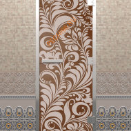 Дверь стеклянная DoorWood Хамам «Хохлома» бронза, 1900х700 мм