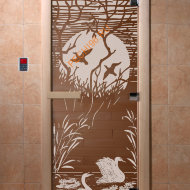 Дверь стеклянная DoorWood «Лебединое озеро бронза», 1800х800 мм