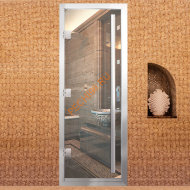 Дверь в хамам стеклянная Арта Премьер 60G Прозрачная, коробка алюминий с порогом