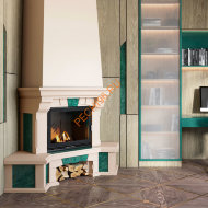 Облицовка для камина MARBELLA SR мрамор VERDE с каменной балкой, угловая