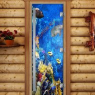 Дверь стеклянная DoorWood «Престиж», 800х2000мм, с фотопечатью «В океане»