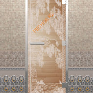 Дверь стеклянная DoorWood Хамам «Березка» прозрачная, 1900х700 мм