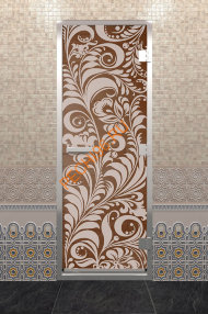 Дверь стеклянная DoorWood Хамам «Хохлома» бронза, 2000х800 мм