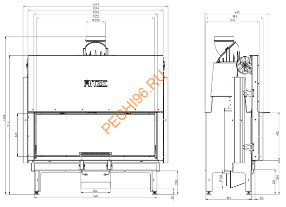 Каминная топка Hitze Ardente ARD120X43G Каминная топка Hitze Ardente ARD120X43G