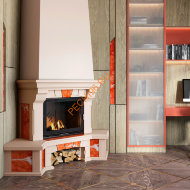 Облицовка для камина MARBELLA SR мрамор ALICANTE с каменной балкой, угловая