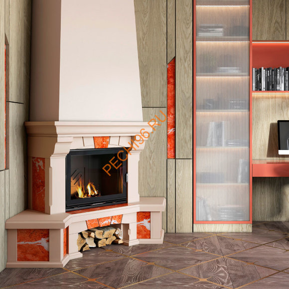 Облицовка для камина MARBELLA SR мрамор ALICANTE с каменной балкой, угловая