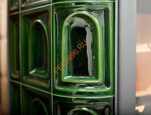 Печь-камин БАВАРИЯ изразец с металлической крышкой Арка зеленая