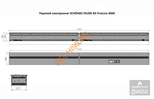 Паровой электрический очаг Schones Feuer 3D FireLine 3000 Паровой электрический очаг Schones Feuer 3D FireLine 3000