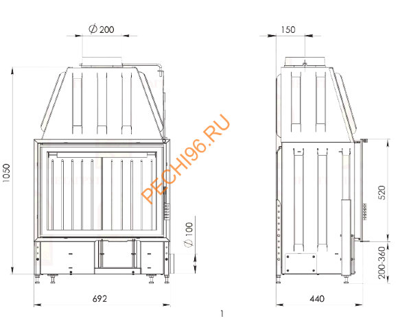 Каминная топка Мета Рона 714Ш Каминная топка Мета Рона 714Ш