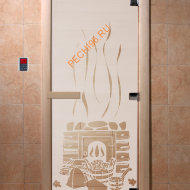 Дверь стеклянная DoorWood «Банька сатин», 2100х800 мм