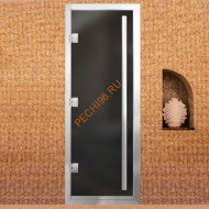 Дверь в хамам стеклянная Арта Престиж ВР Серая матовая, коробка алюминий с порогом