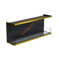 Биокамин фронтальный 1300х500х300 мм, стемалит, стекло, рамка латунь