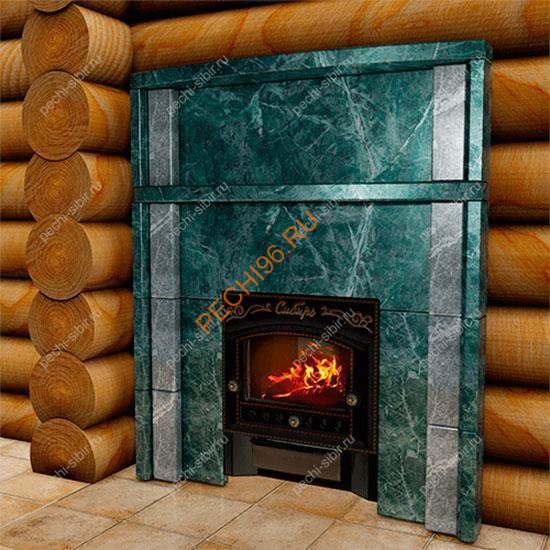Портал для банной печи Сибирь (700х700) Змеевик, рваный камень