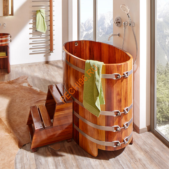 Купель для бани Blumenberg TBK 130х79 Premium H110 овальная из камбалы (чертеж 130/8)