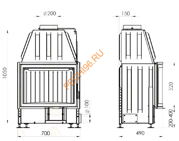 Каминная топка Мета Рона 710Ш Панорама Каминная топка Мета Рона 710Ш Панорама