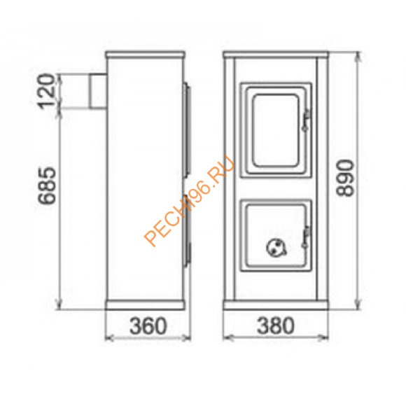 Стальная печь-камин Thorma MILANO II termoplate белая