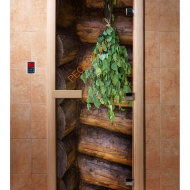 Дверь стеклянная DoorWood с фотопечатью «Крепкий пар»