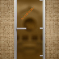 Дверь стеклянная ALDO «бронза матовая» коробка алюминий с порогом