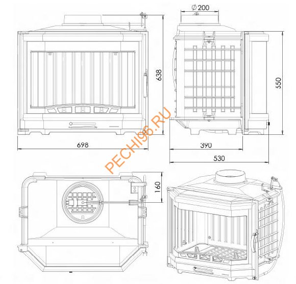 Дровяной камин CHAZELLES СS40 с топкой SOLO P70