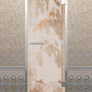 Дверь стеклянная DoorWood Хамам «Березка» сатин, 2000х800 мм