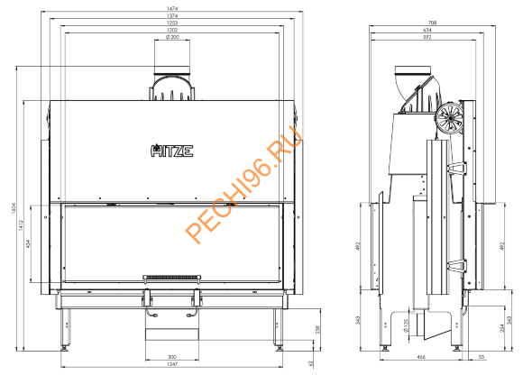 Каминная топка Hitze Ardente ARD120X43DGS-I Каминная топка Hitze Ardente ARD120X43DGS-I