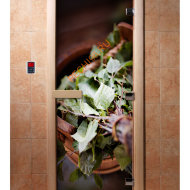 Дверь стеклянная DoorWood с фотопечатью «Березовый дух»