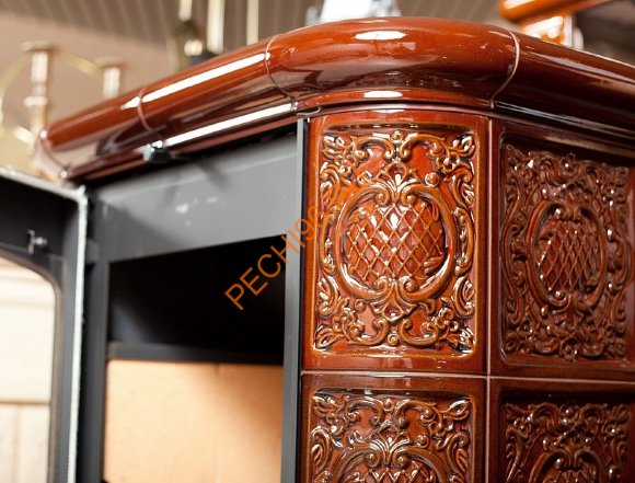 Печь-камин БАВАРИЯ изразец Барокко коричневая Печь-камин БАВАРИЯ изразец Барокко коричневая