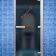 Дверь стеклянная ALDO «сатин» коробка алюминий с порогом