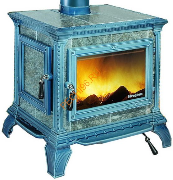 Чугунная печь-камин Hergom Heritage, светло-голубая эмаль Чугунная печь-камин Hergom Heritage, светло-голубая эмаль