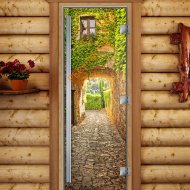 Дверь стеклянная DoorWood «Престиж», 800х2000мм, с фотопечатью «Венецианский дворик»