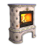 Печь-камин КимрПечь Прованс центральный Луг с дровником