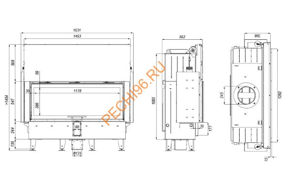 Каминная топка DEFRO HOME INTRA XLA G, 22 кВт, 1282/547мм, гильотина