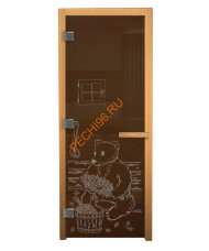 Дверь стеклянная «бронза Мишка» коробка 1900х700 мм, бук